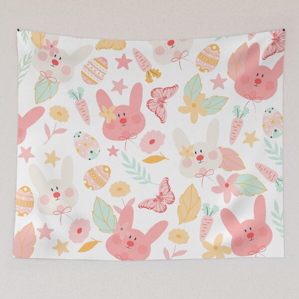 Item preview, Easter Bunnies with Eggs, Butterflies and Flowers (orange) designed and sold by Dorina Larsdotter.