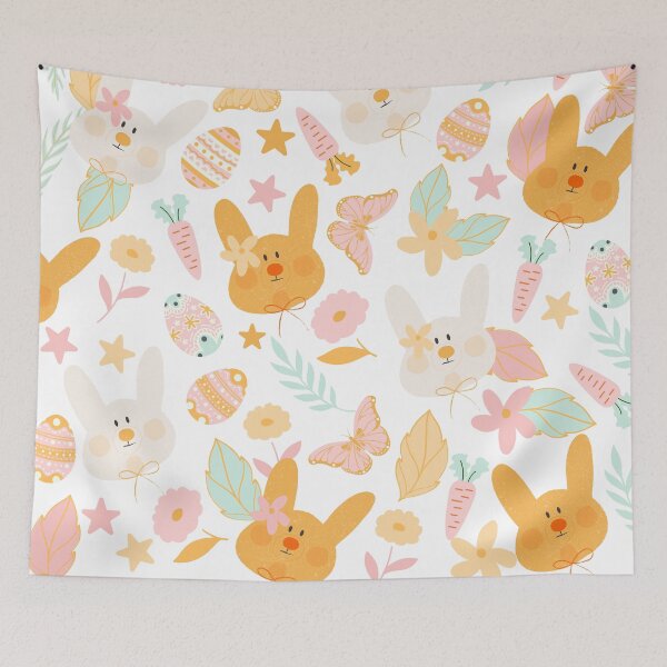 Item preview, Easter Bunnies with Eggs, Butterflies and Flowers (yellow) designed and sold by Dorina Larsdotter.