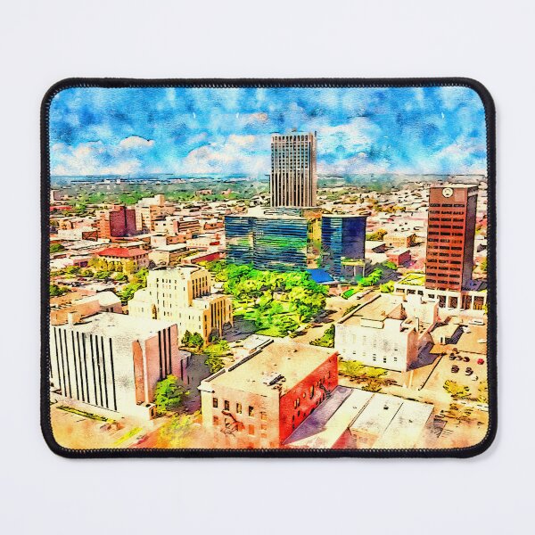Item preview, Downtown Amarillo skyline - pen and watercolor designed and sold by NickoPrints.
