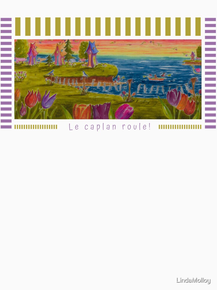 Aperçu 4 sur 4. T-shirt premium avec l'œuvre Linda Molloy - "Le caplan roule" (2e version)  créée et vendue par LindaMolloy.