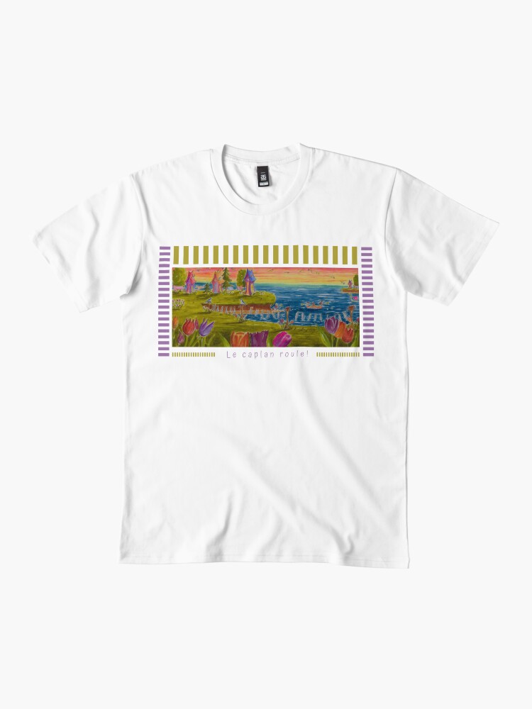 Aperçu 2 sur 4. T-shirt premium avec l'œuvre Linda Molloy - "Le caplan roule" (2e version)  créée et vendue par LindaMolloy.