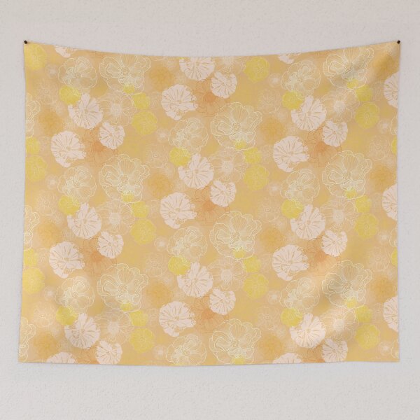 Aperçu de l'œuvre Rose Garden Vintage Golden Nude Tons Répétition florale créée et vendue par Melissa MacMichael Art + Design.