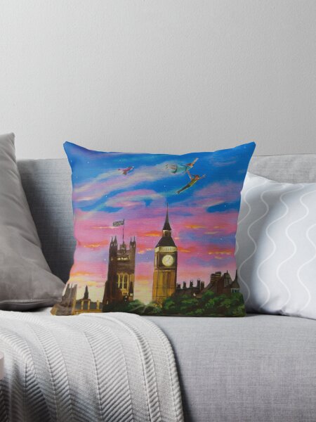 Peter Pan painting Throw Pillow