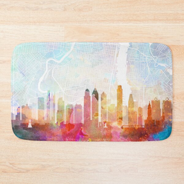 Artikelvorschau, Philadelphia Skyline Karte Aquarelldruck von Zouzounio Art entworfen und verkauft von zouzounioart.