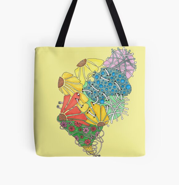 Flower Bouquet Worms All Over Print Tote Bag