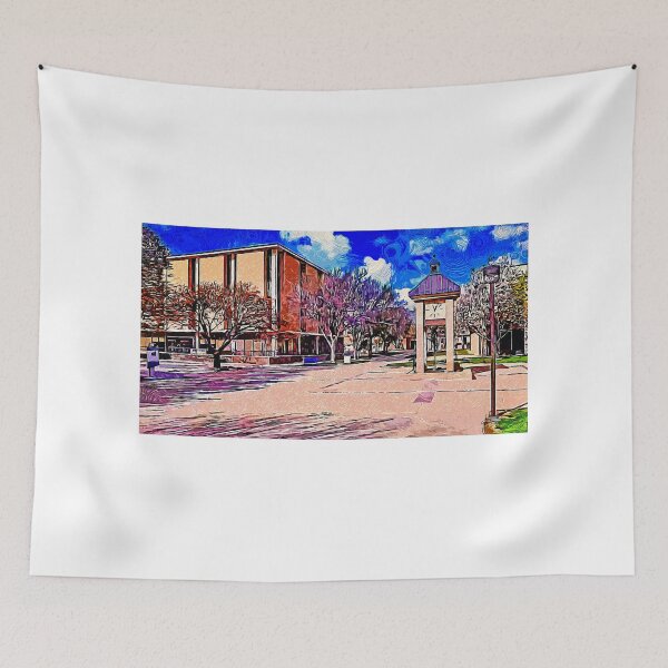 Item preview, The clock tower at the Amarillo College's Washington Street campus - impressionist painting designed and sold by NickoPrints.