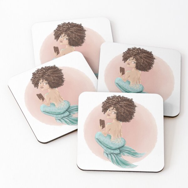 Item preview, Chocolate Girl Mermaid Clipart Illustration Fashion African American Dark Skin designed and sold by CreativeBu.