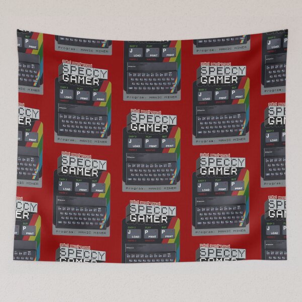 Item preview, Old School Speccy Gamer -  Program: Manic Miner  |  Sinclair ZX Spectrum Personal Computer - 80s Retro Game - Rubber Keyboard designed and sold by RetroTeeStudio.