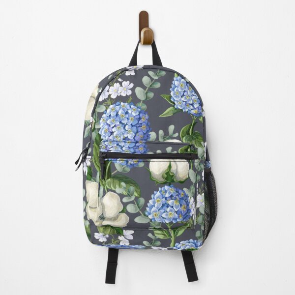 Item preview, Blue Hydrangea & White Cotton Flowers with Green Leaves Floral Pattern designed and sold by WearWolfDesigns.