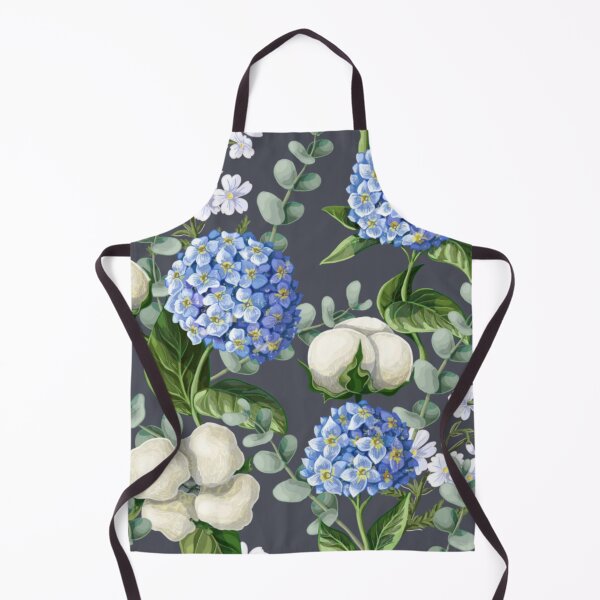 Item preview, Blue Hydrangea & White Cotton Flowers with Green Leaves Floral Pattern designed and sold by WearWolfDesigns.