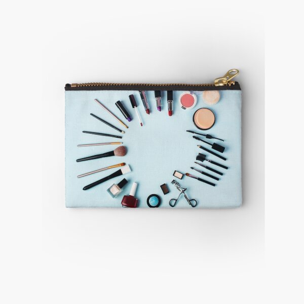 Item preview, Various make-up products expended as round on blue designed and sold by dariazu.