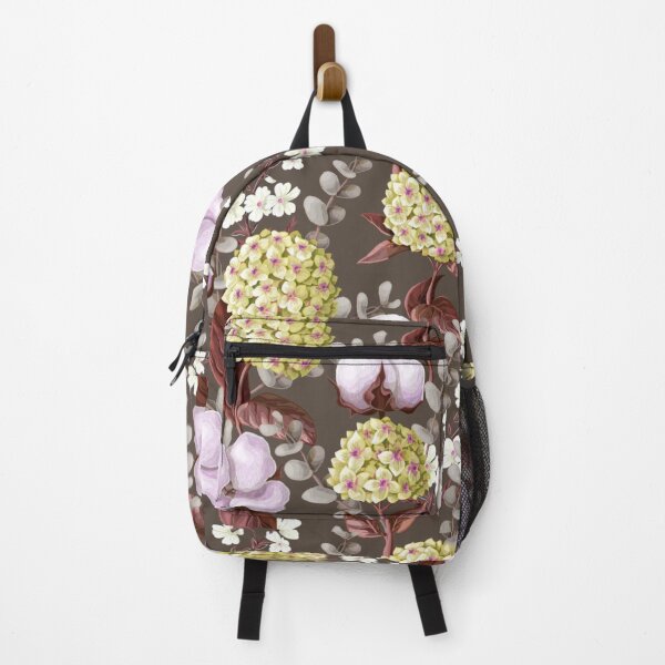 Item preview, Yellow Hydrangea & Cotton Flowers with Autumn Brown Leaves Floral Pattern designed and sold by WearWolfDesigns.