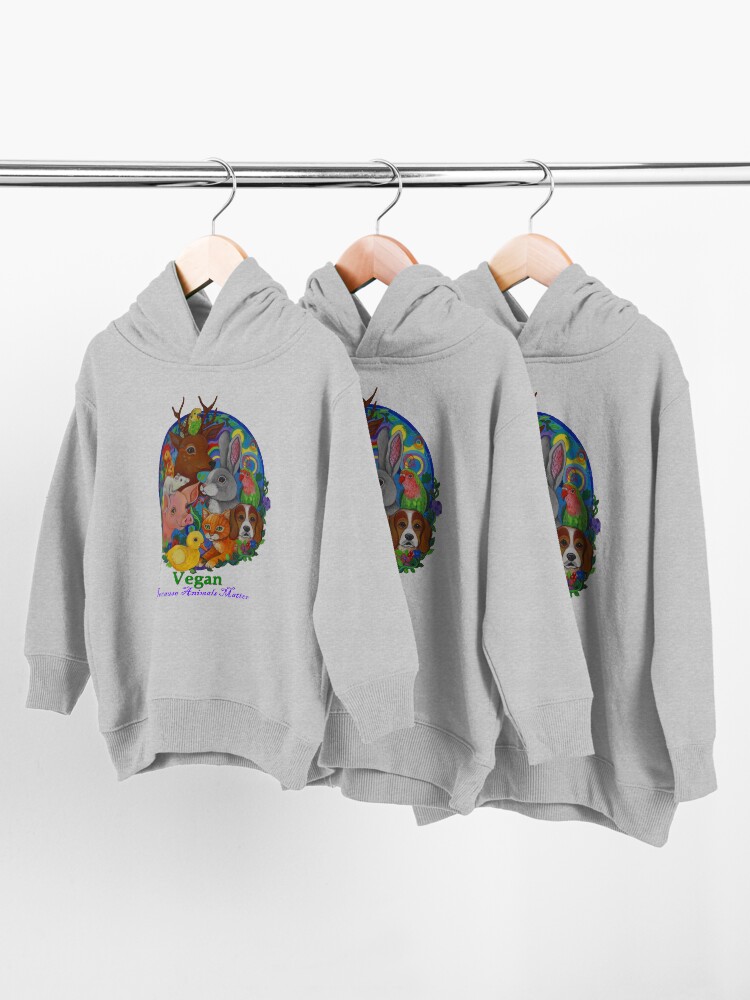 Alternate view of Vegan because Animals Matter Toddler Pullover Hoodie