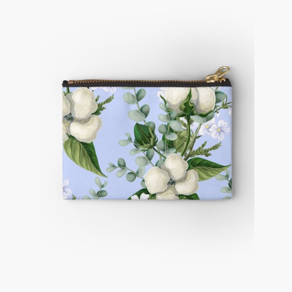 Item preview, White Cotton Flowers with Eucalyptus Plants Floral Pattern designed and sold by WearWolfDesigns.