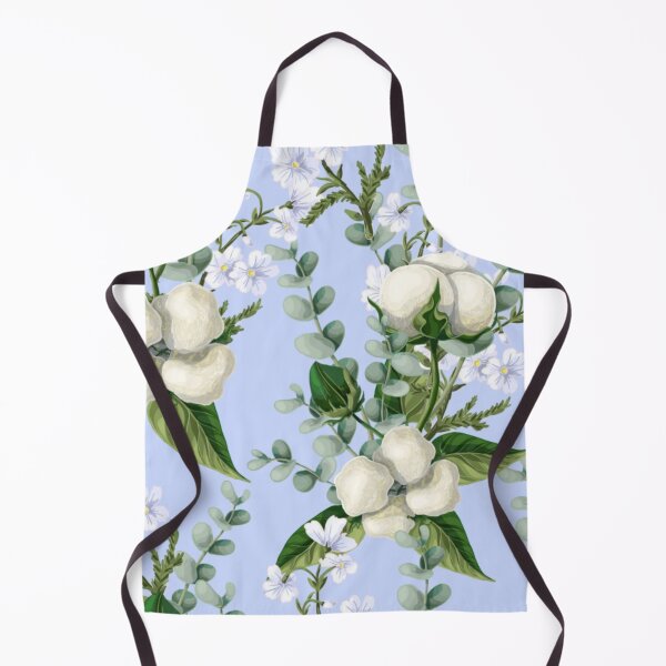 Item preview, White Cotton Flowers with Eucalyptus Plants Floral Pattern designed and sold by WearWolfDesigns.