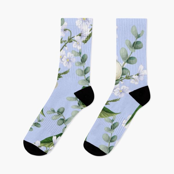 Item preview, White Cotton Flowers with Eucalyptus Plants Floral Pattern designed and sold by WearWolfDesigns.
