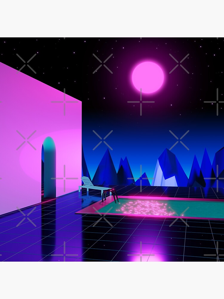Thumbnail 3 of 3, Photographic Print, Vaporwave Pool designed and sold by djspacegr.