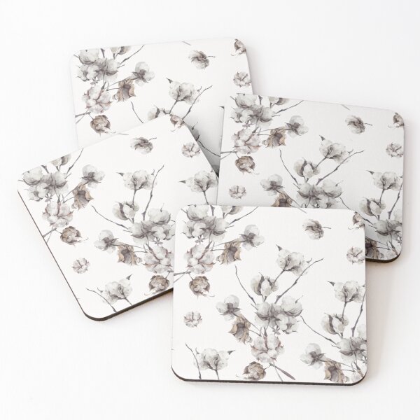 Item preview, White Cotton Flowers with Twigs Plants Floral Pattern designed and sold by WearWolfDesigns.