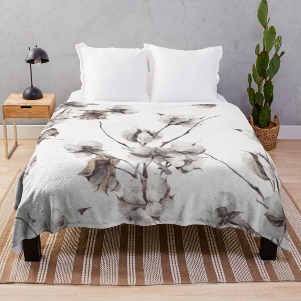 Item preview, White Cotton Flowers with Twigs Plants Floral Pattern designed and sold by WearWolfDesigns.