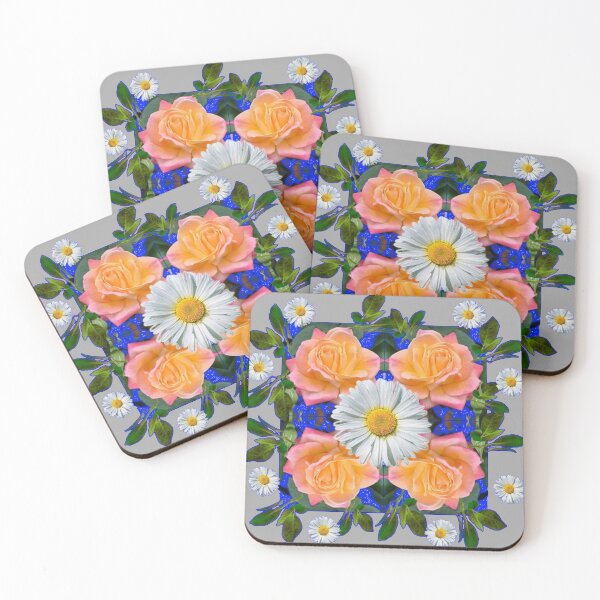 Item preview,  OLD ROSE GARDEN WHITE DAISIES PATTERN GREY ART   designed and sold by sharlesart.