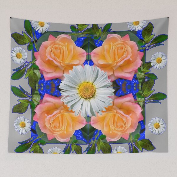 Item preview,  OLD ROSE GARDEN WHITE DAISIES PATTERN GREY ART   designed and sold by sharlesart.