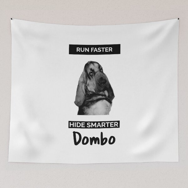 Item preview, A funny bloodhound dog mantrailing T-shirt, run faster hide smarter Dombo designed and sold by MayaAndNora.
