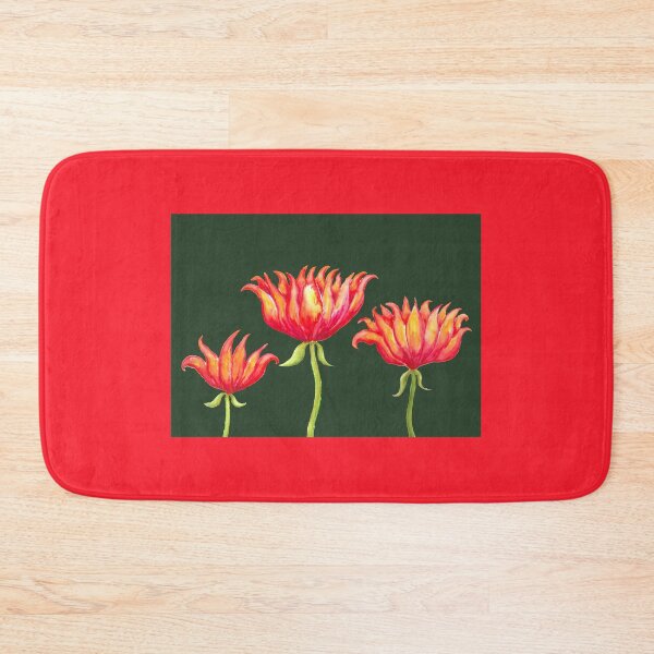 Item preview, Red Flowers on Dark Green Ground designed and sold by CarolineLembke.