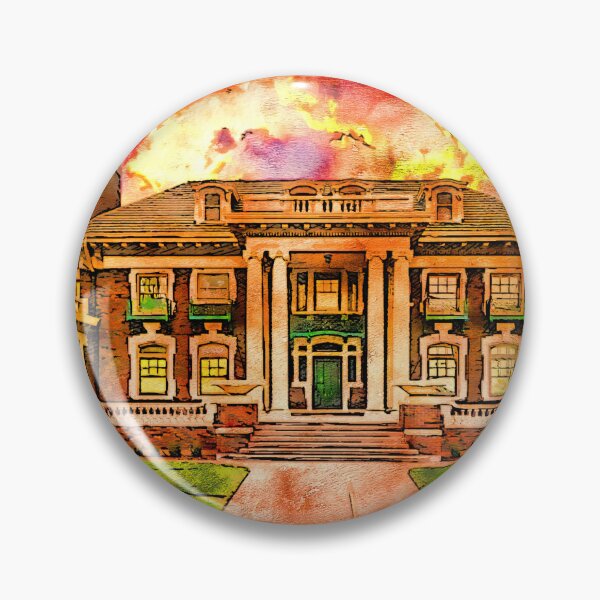 Item preview, Harrington House in Amarillo, Texas, at sunset - pen and watercolor designed and sold by NickoPrints.