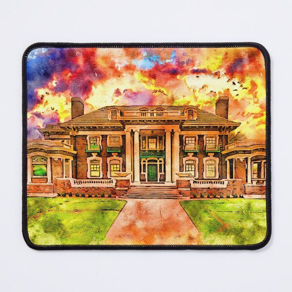 Item preview, Harrington House in Amarillo, Texas, at sunset - pen and watercolor designed and sold by NickoPrints.