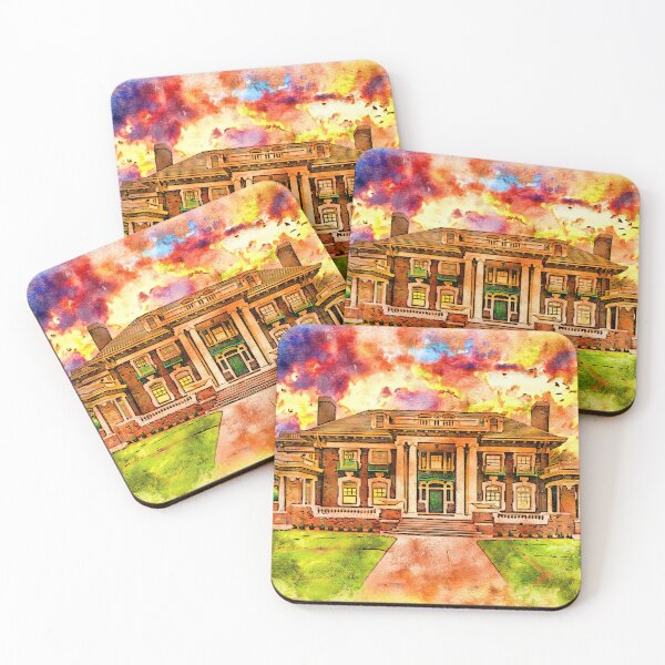 Item preview, Harrington House in Amarillo, Texas, at sunset - pen and watercolor designed and sold by NickoPrints.