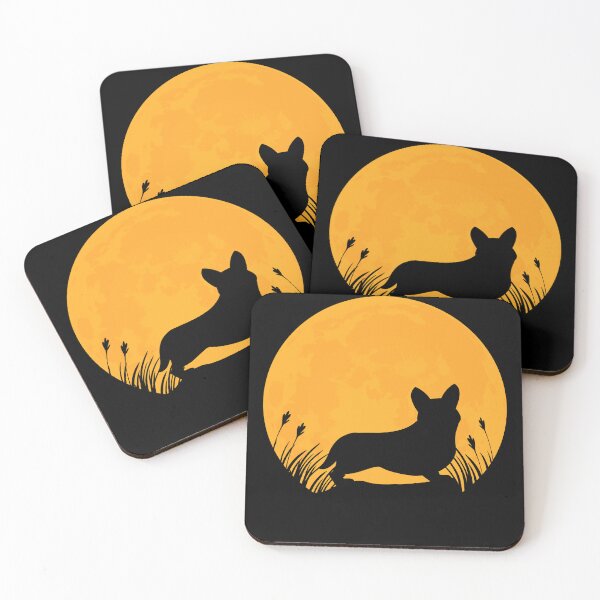 Item preview, Pembroke Welsh Corgi Dog lover Silhouette in full moon gift designed and sold by alaechamlal.