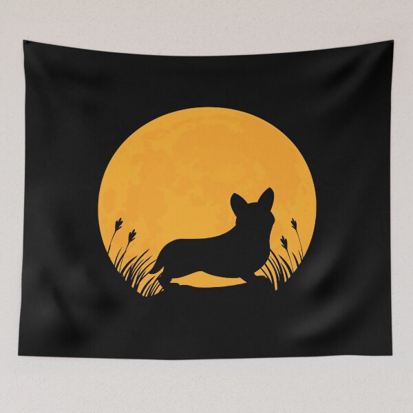 Artikelvorschau, Pembroke Welsh Corgi Hundeliebhaber Silhouette im Vollmond Geschenk entworfen und verkauft von alaechamlal.