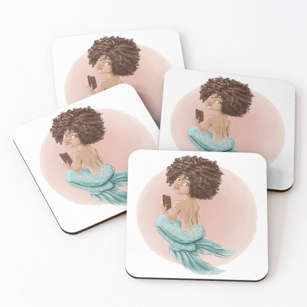 Artikelvorschau, Schokoladenmädchen-Meerjungfrau-Clipart-Illustration Mode Afroamerikanerin mit dunkler Haut entworfen und verkauft von CreativeBu.
