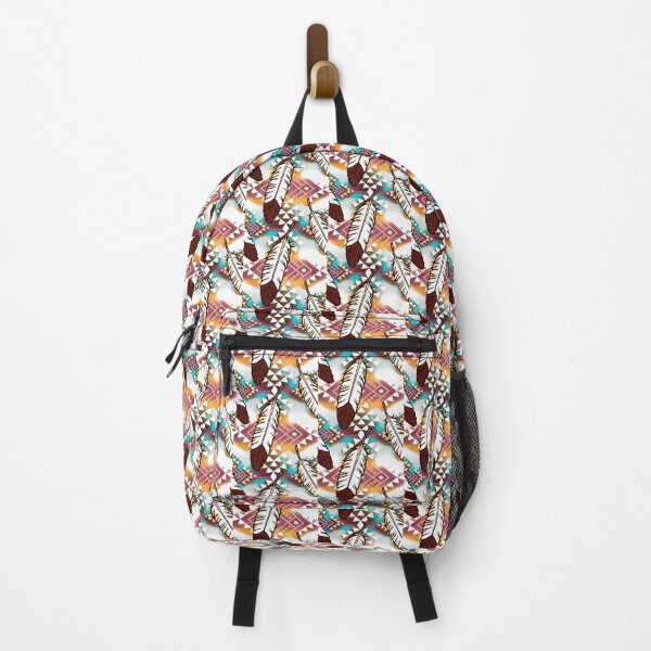 Item preview, Bright Turquoise / Orange / Dark Burgundy/White Gradient Geometric Feather Print designed and sold by JMWCD.