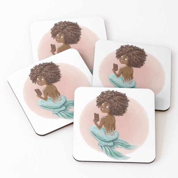 Item preview, Chocolate Girl Mermaid Clipart Illustration Fashion African American Dark Skin designed and sold by CreativeBu.