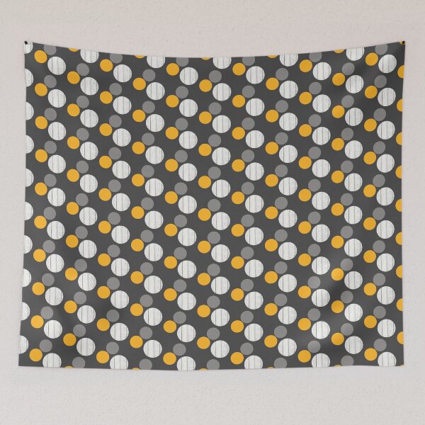 Item preview, White wooden wall dots, yellow and gray on anthracite designed and sold by Ninaeva.