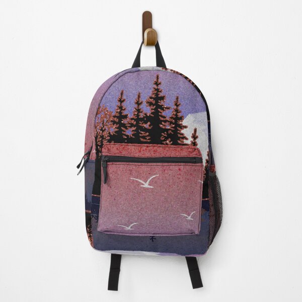 Item preview, Lake by Moonlight Painting, with sparkly copper moonlit trees and reflections designed and sold by Orianah.