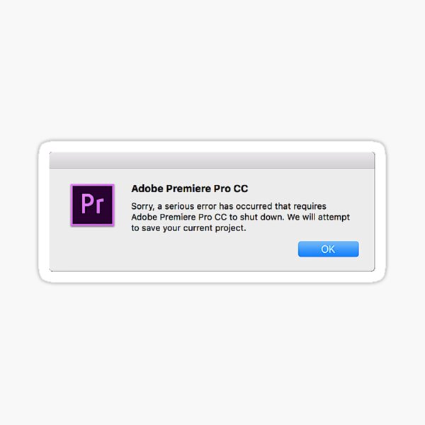 Vista previa del artículo con la obra «Adobe Premiere se ha bloqueado | Regalo para un editor de video», diseñado y vendido por Code-Brown.