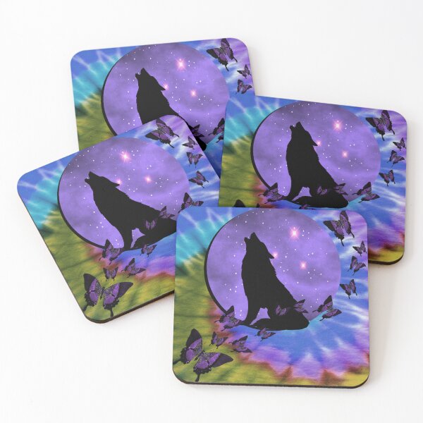 Item preview, Wolf Howl Moon Fan Purple Butterflies Inspirational designed and sold by tamdevo1.