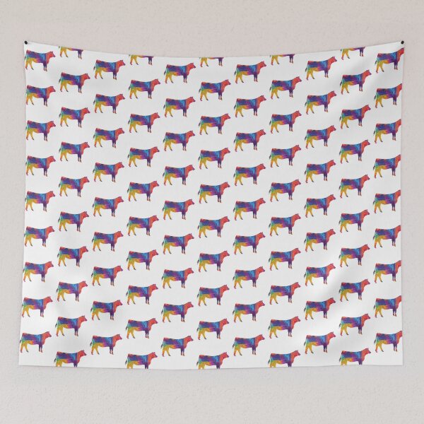 Item preview, Farm Girl Show Heifer with Abstract Rainbow Pattern designed and sold by Sam Morrison.