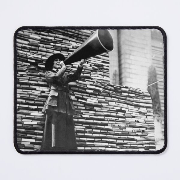 Item preview, Woman Speaking In Megaphone On Book Pile - War Service Book Drive - 1919 designed and sold by warishellstore.