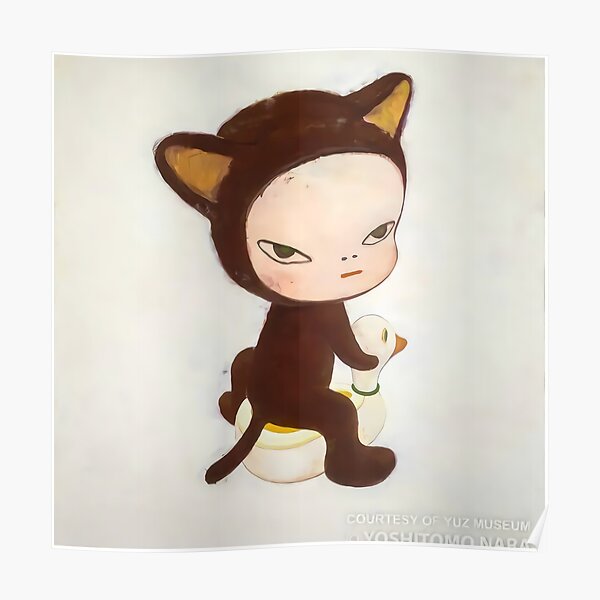 yoshimoto Nara cute baby riding a duck painting ashtray Poster