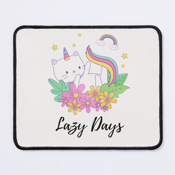 Item preview, Cute unicorn kitten enjoying lazy days in bed of flowers designed and sold by dreamwearprints.