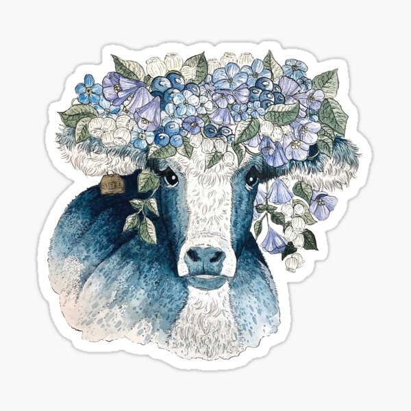 Artikel-Vorschau von Bluebell Heidelbeere Aquarell Kuh Malerei, designt und verkauft von Abigaillynnarts.