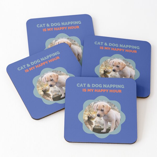 Item preview, Copy of Cute Cat and Dog Is My Happy Hour - for Cat lovers/Dog Lovers/Adult & Kids designed and sold by haRexia.