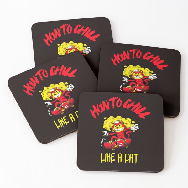 Item preview, how to chill like a cat - cute - skateboard designed and sold by Mood Coffee art.
