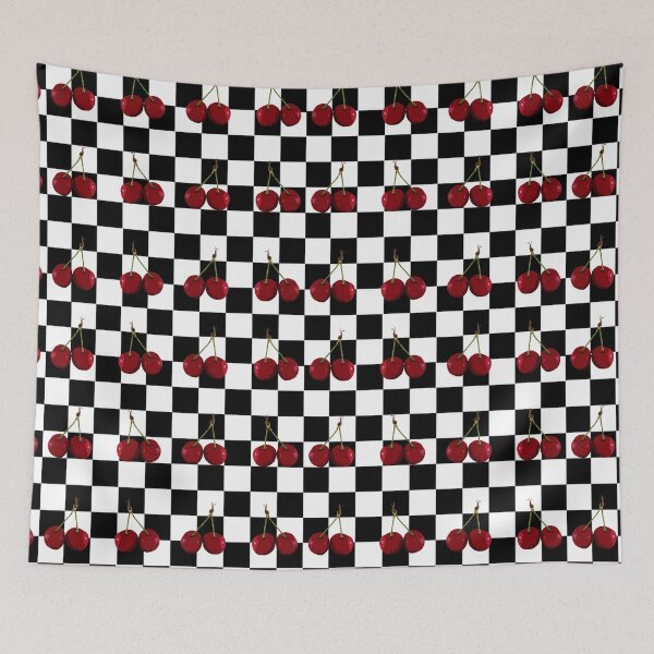 Item preview, CHECKERED FLAG CHERRIES PATTERN designed and sold by Tammera.
