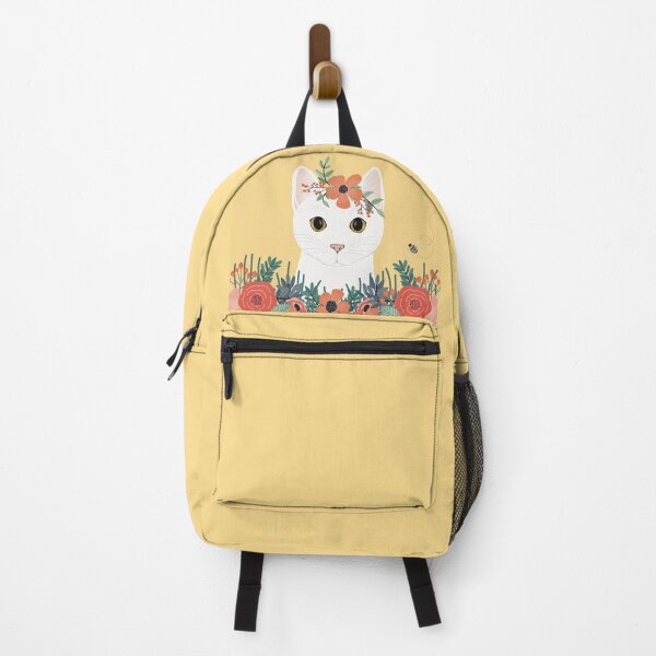 Item preview, The cute white cat queen is watching you from the flowerbed designed and sold by marina63.