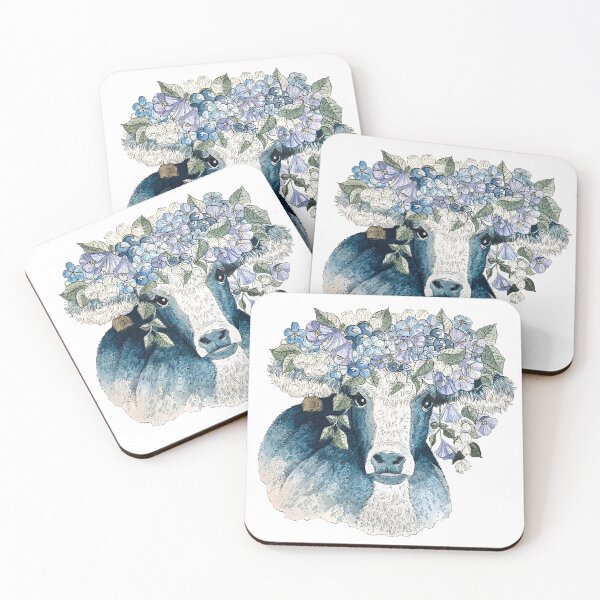 Item preview, Bluebell Blueberry Watercolor Cow Painting designed and sold by Abigaillynnarts.
