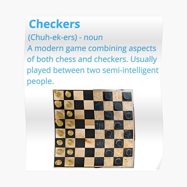 "Funny Checkers and Chess Game Board Definition Edit Poster for Sale by
